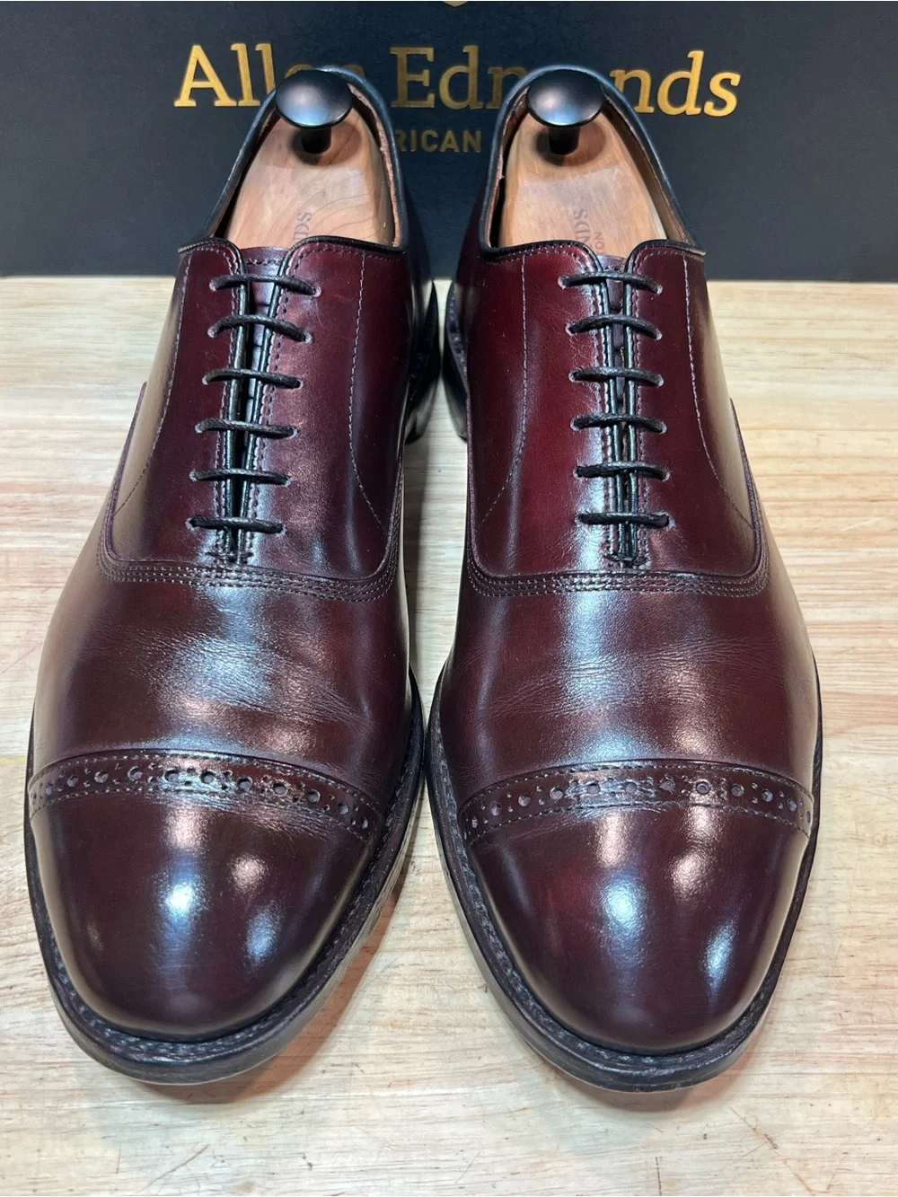 Allen Edmonds Fifth Avenue Men’s Burgundy Leather Cap Toe Oxfords Sz 10.5 3E